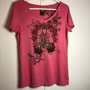 Lucky Brand graphics and embroidered T-shirt